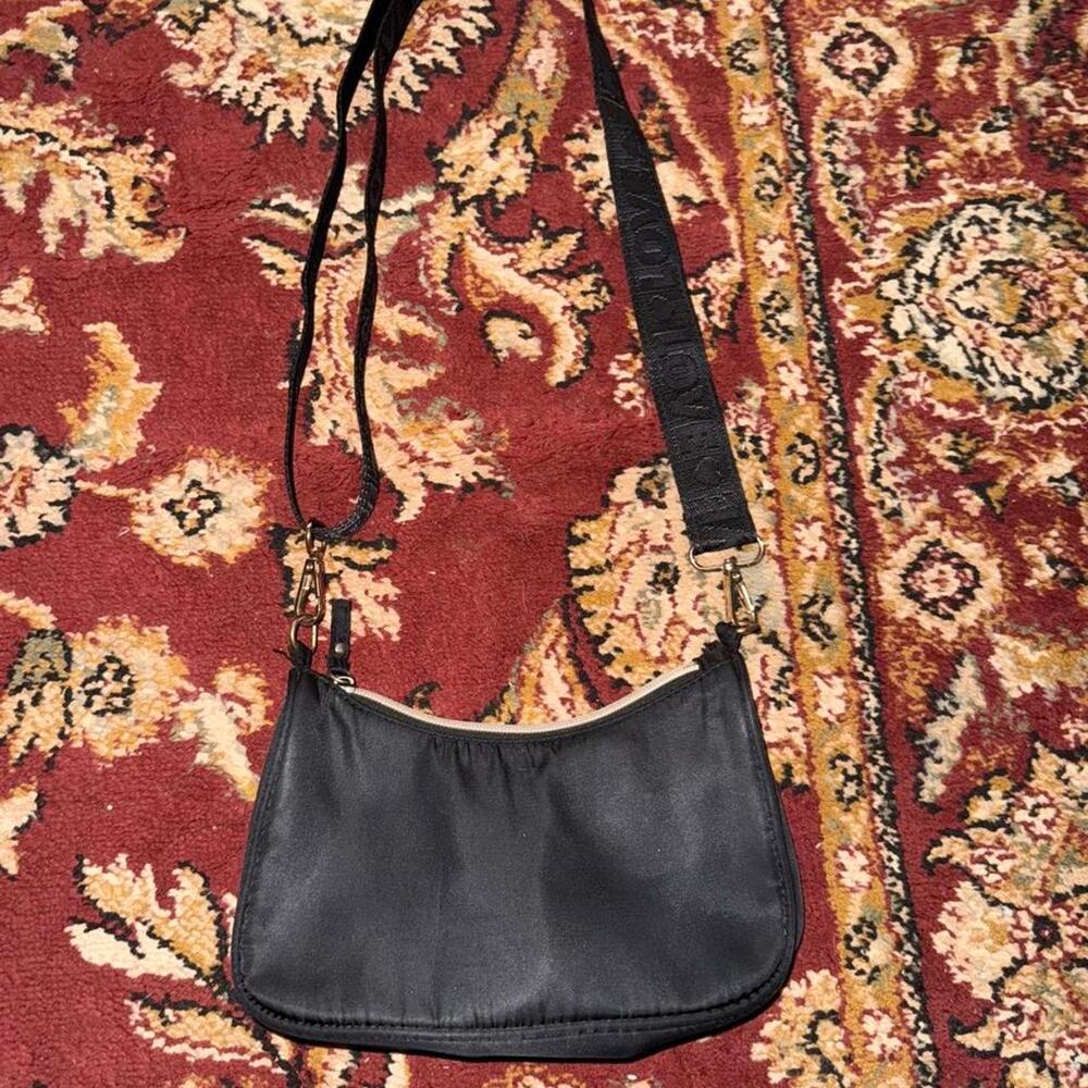 Black leather crossbody bag with